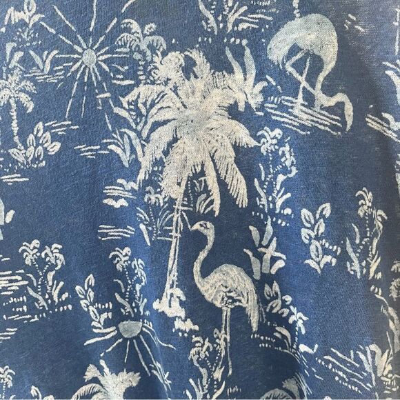 Free People Bali Backpacker Short Sleeve‎ Linen TShirt Blue Print XS NWT - Picture 9 of 12